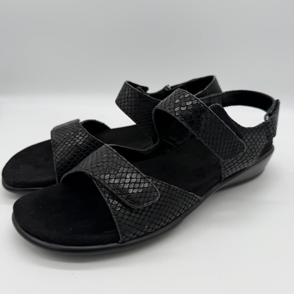 Easy Spirit Womens 9.5 M Black Snakeskin Print Slingback Comfort Sandals